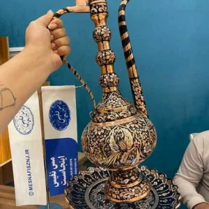 آفتابه لگن مسی الماس تراش و نقره طرح هما