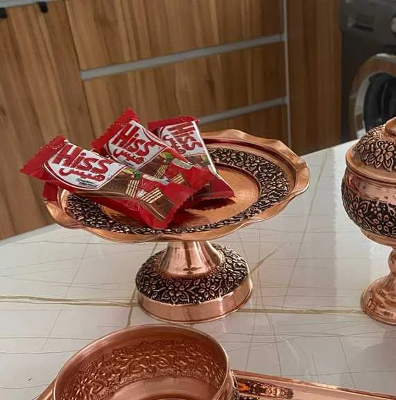 شیرینی‌خوری مسی مدل یاسمن
