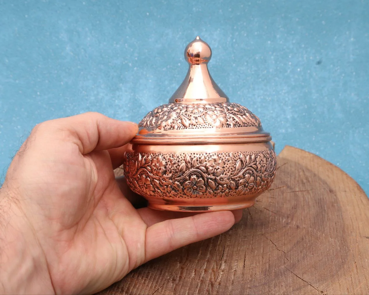قندان مسی بدون پایه اطلسی