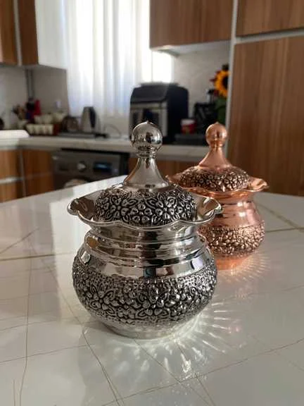 قندان مسی بدون پایه گلسا با آبکاری کروم