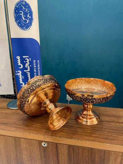 پیاله مسی گلبرگ پایه بلند مسی