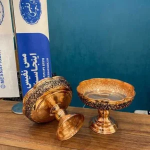 بستنی خوری مسی تک پایه گلبرگ یاسمن
