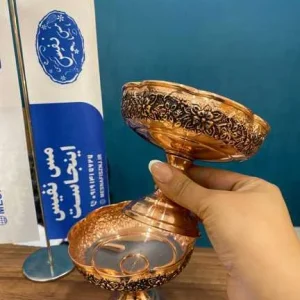 پیاله مسی گلبرگ پایه بلند مسی