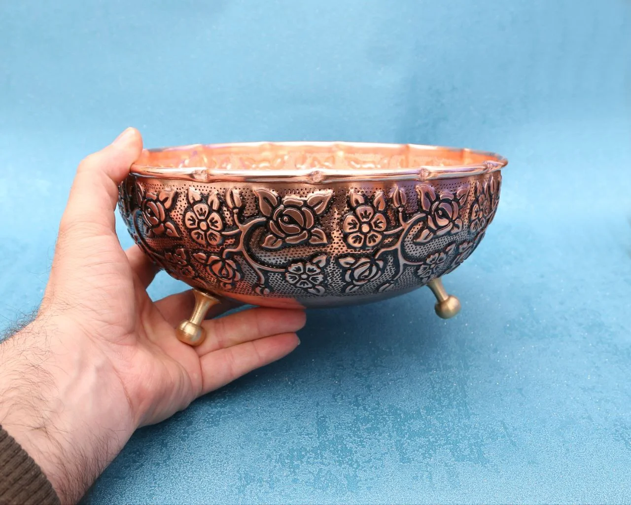 آجیل خوری مسی سه پایه نقشینه