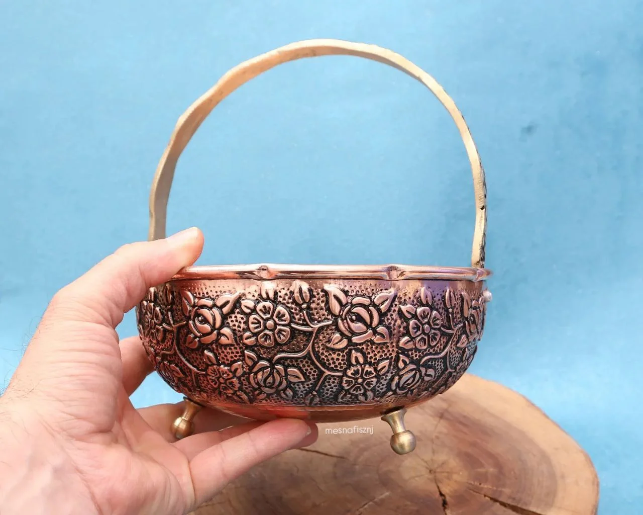 سبد مسی سه پایه نقشینه کوچک