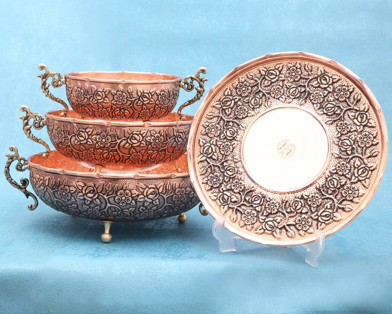 سرویس پذیرایی مسی پایه دار سزار