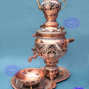 سماور مسی نقره کوب ذغالی