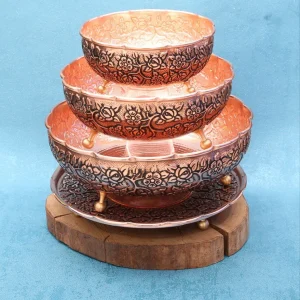 شیرینی خوری مسی سه پایه نقشینه