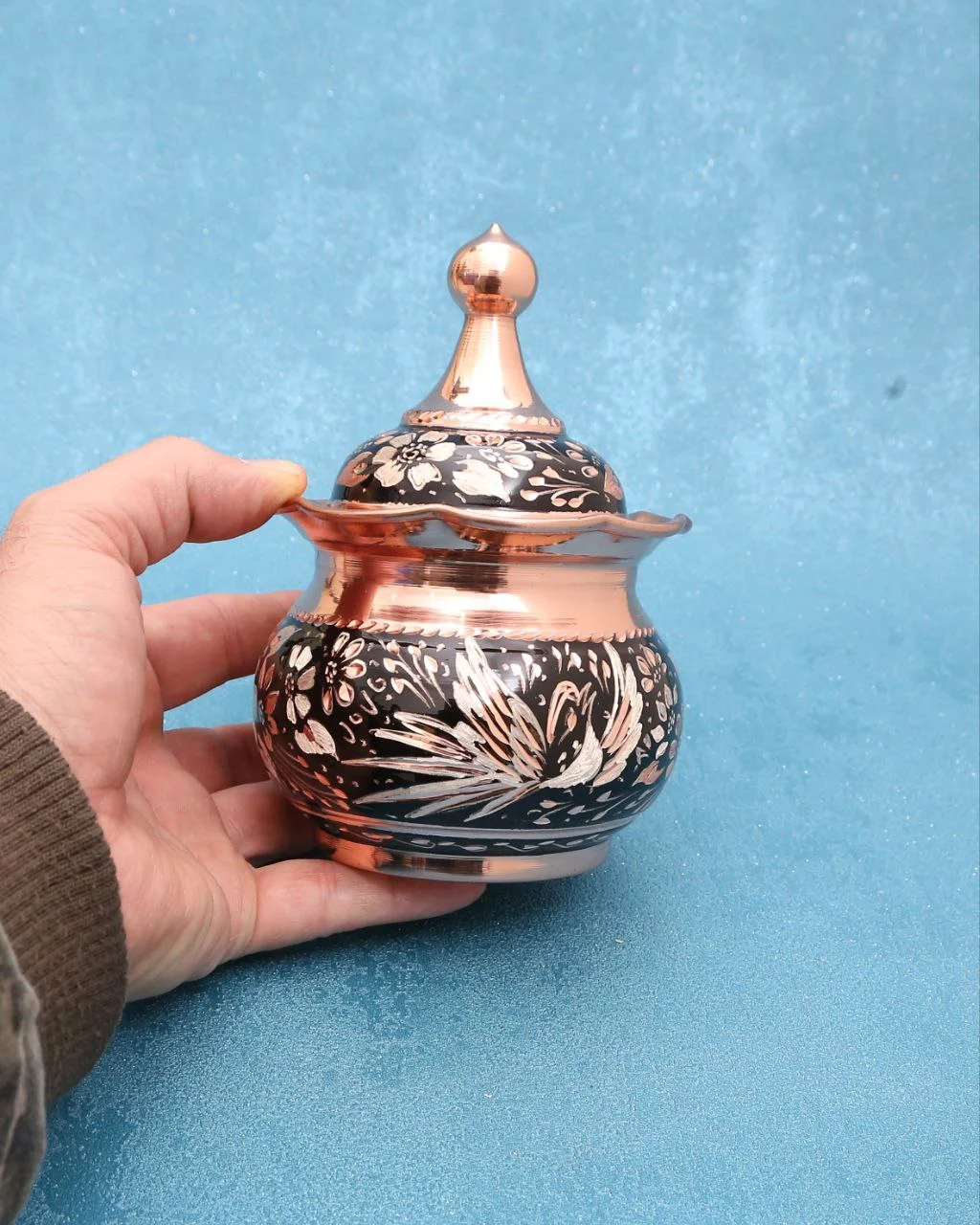 قندان مسی الماس‌تراش هما ساخت زنجان