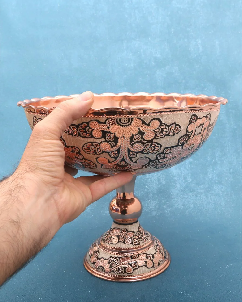 میوه خوری مسی نقره کوب چهارتیکه