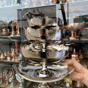 سرویس پذیرایی مسی تاج با آبکاری کروم
