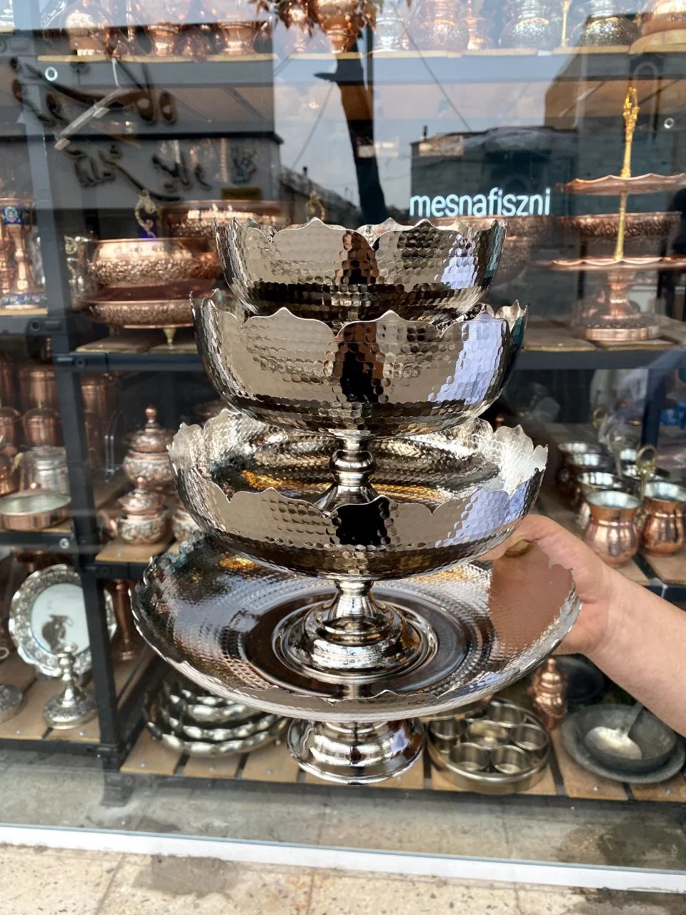 سرویس پذیرایی مسی تاج با آبکاری کروم