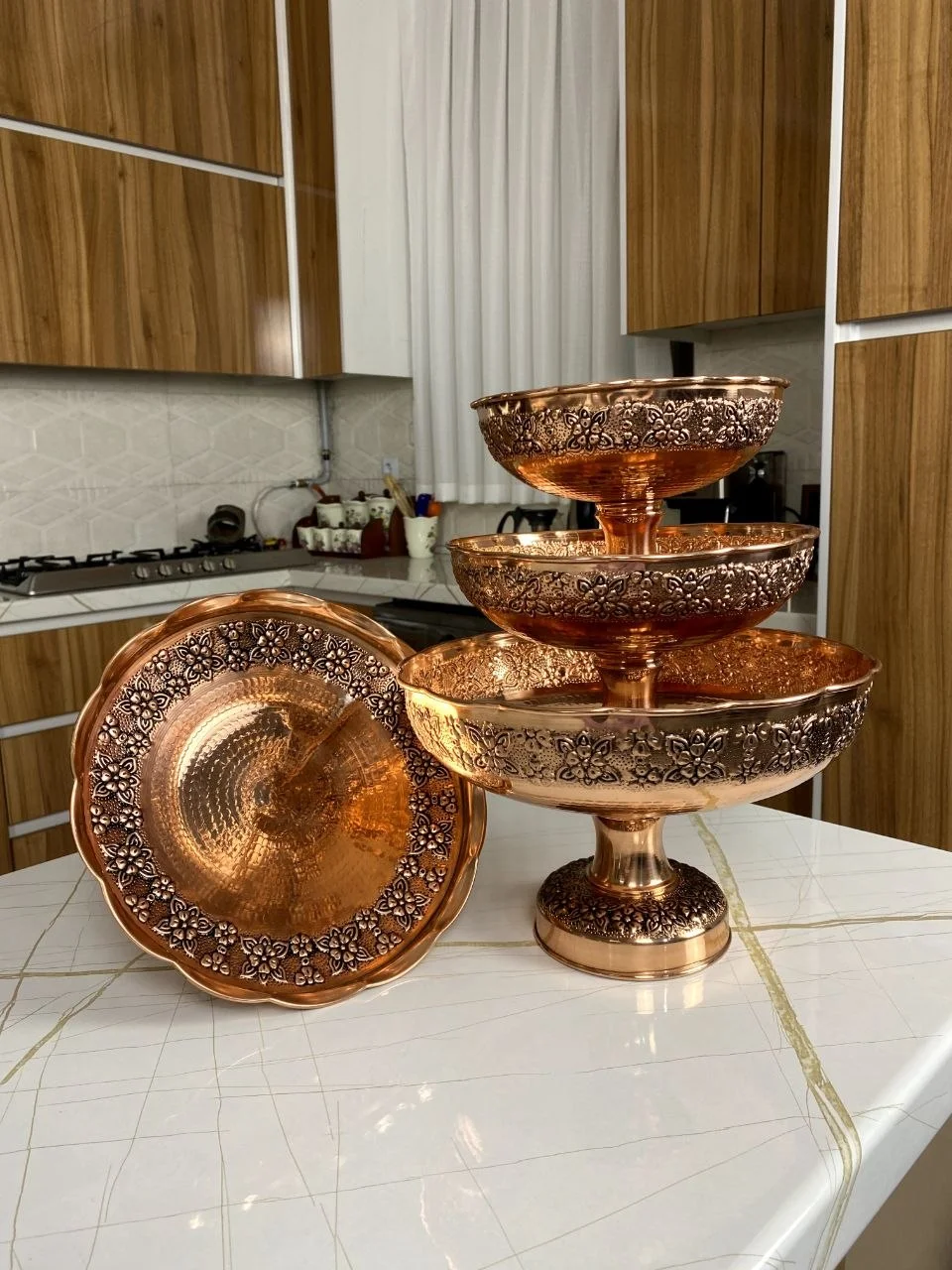 سرویس پذیرایی مسی گلبرگ مه‌گل نانو‌شده