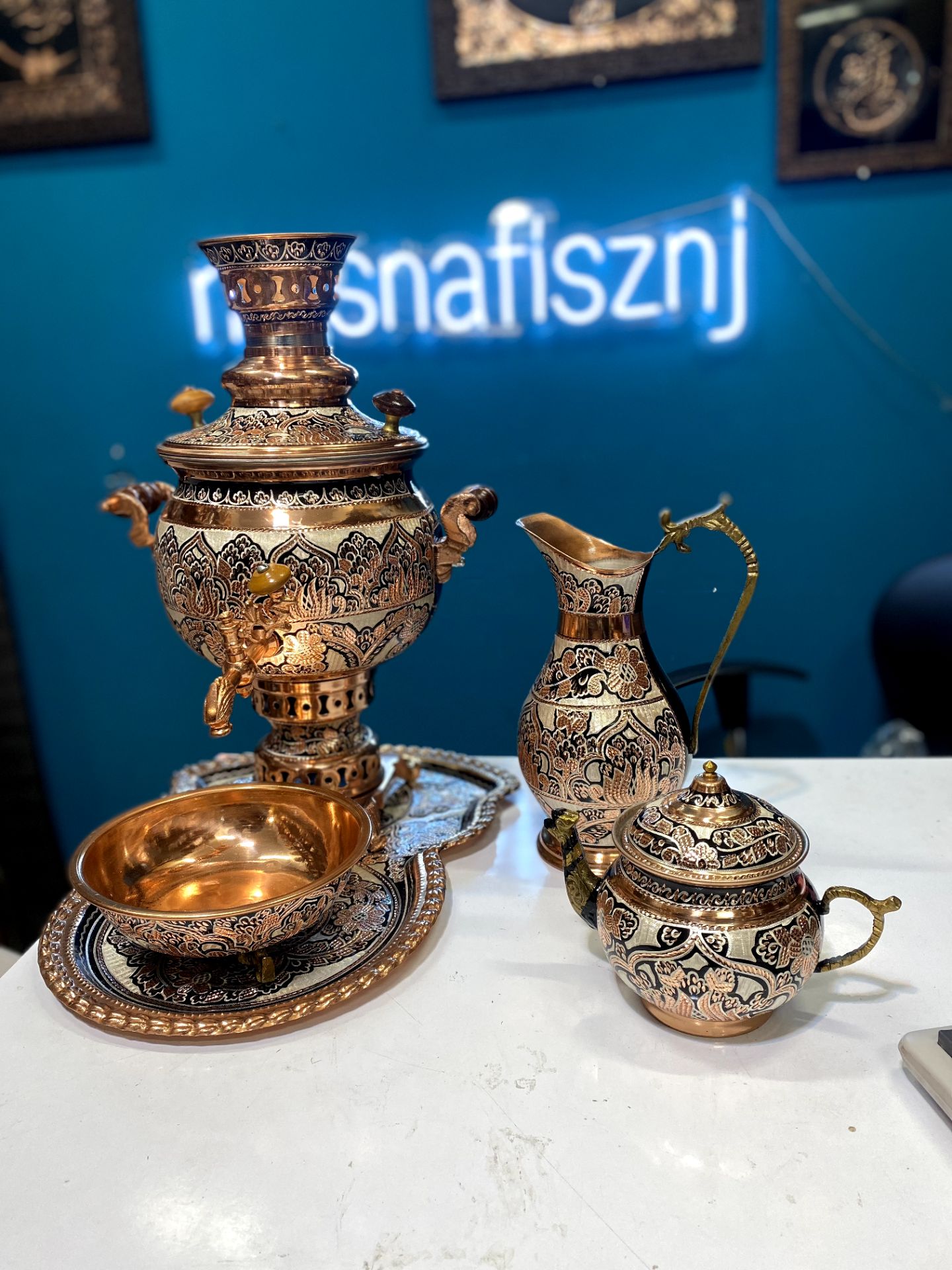سماور مسی نقره کوب