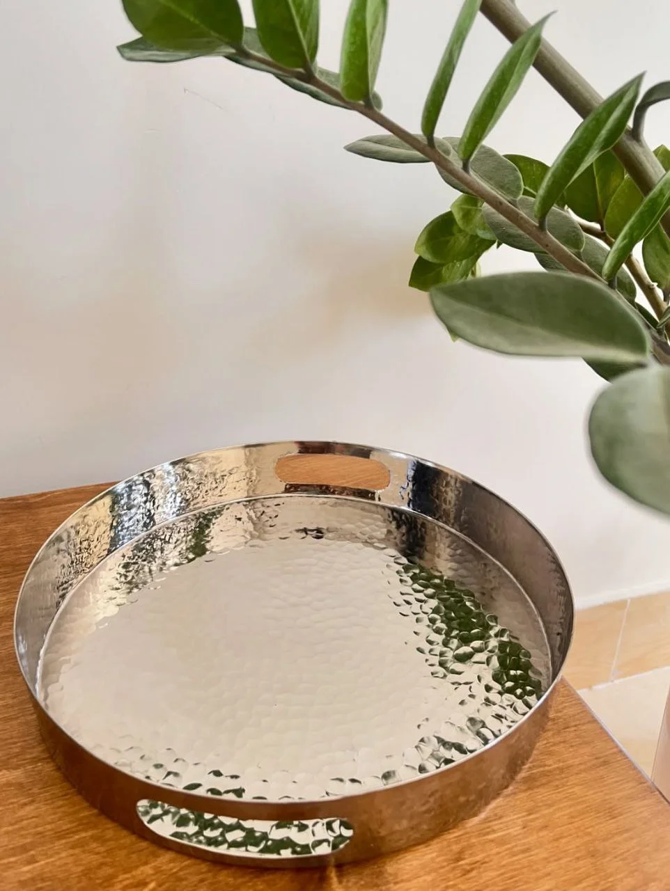 سینی مسی دست ساز هانا با آبکاری کروم