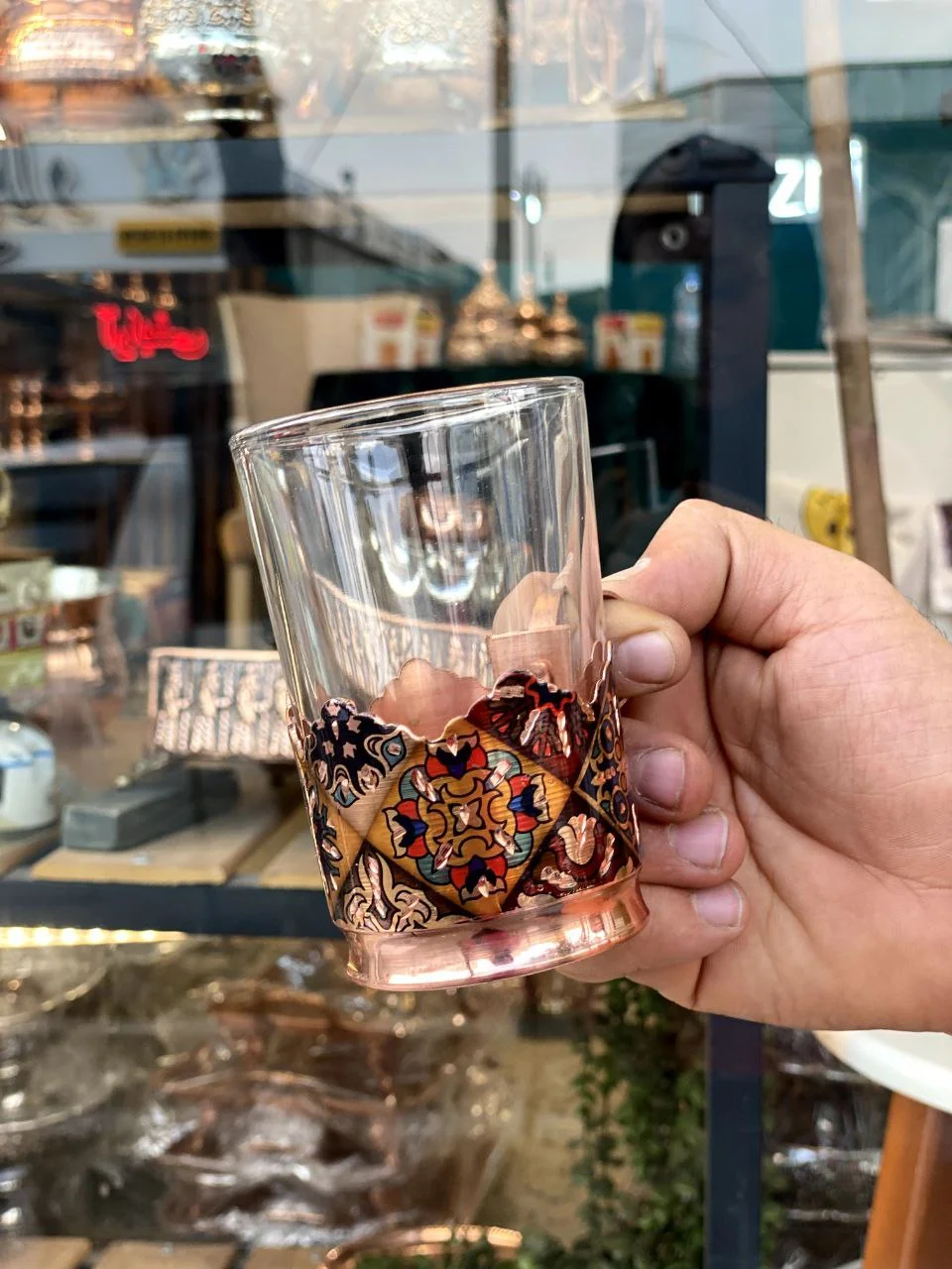 لیوان مسی طرح ترمه تراش