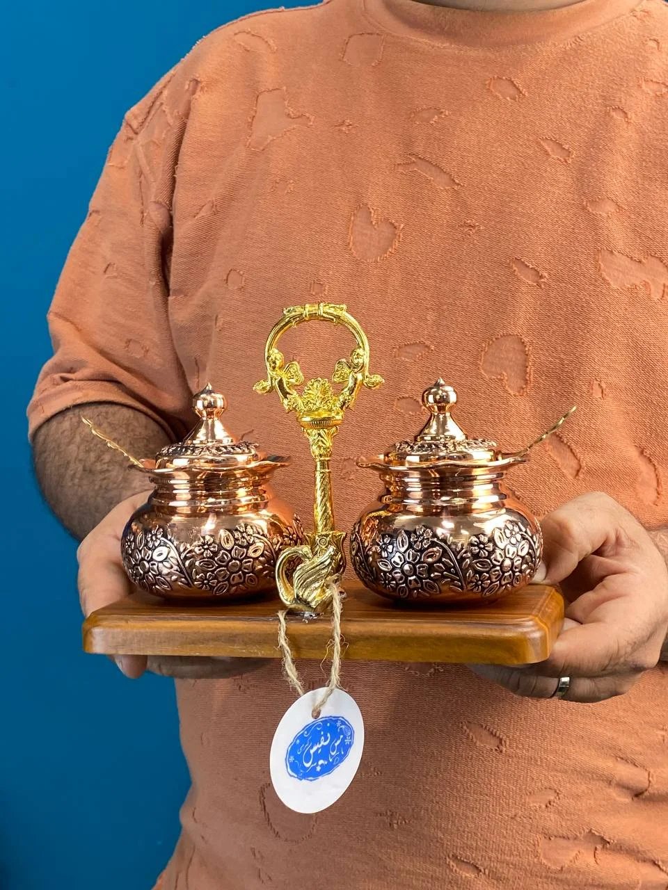 جا‌ادویه مسی ۲ عددی با استند چوبی وکیوم