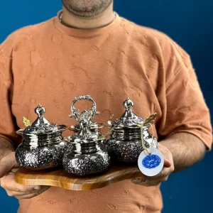 پاسماوری مسی ۴ عددی با استند چوبی با آبکاری کروم
