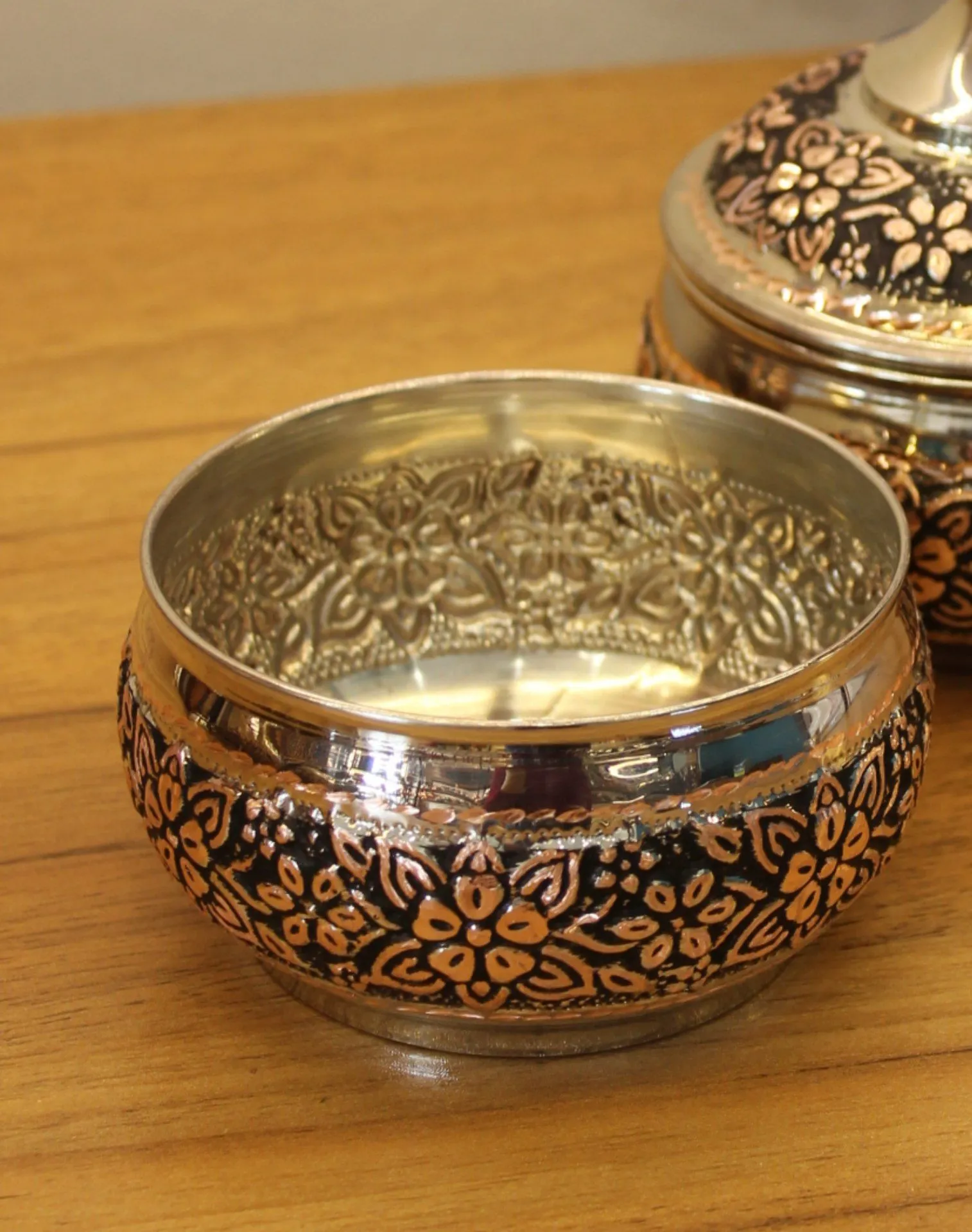 پیاله مسی کروم یاسمن تراش