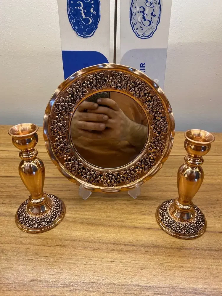 آیینه شمعدان مسی گلبرگ نانو شده