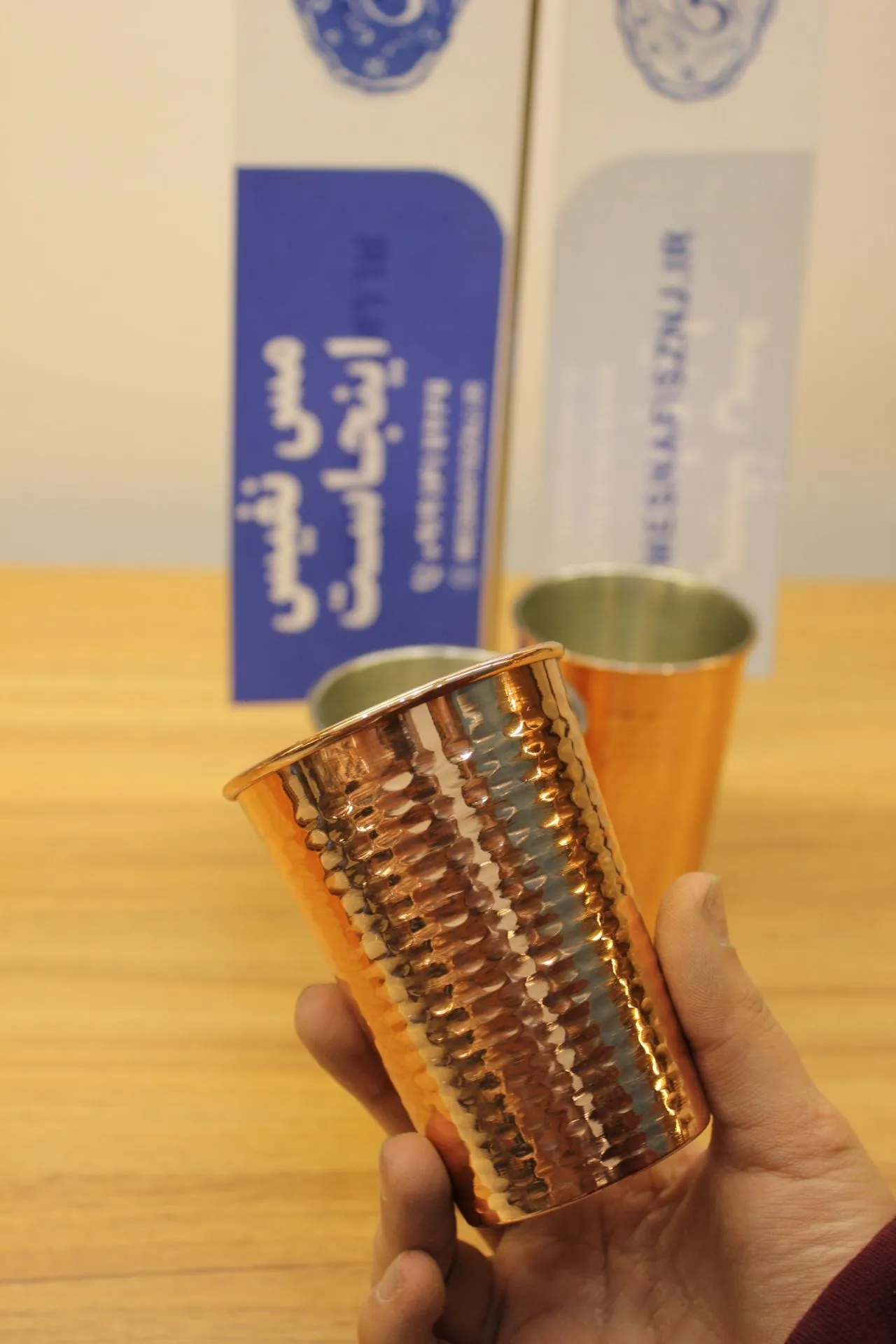 لیوان مسی چکشی طرح راسته نانو