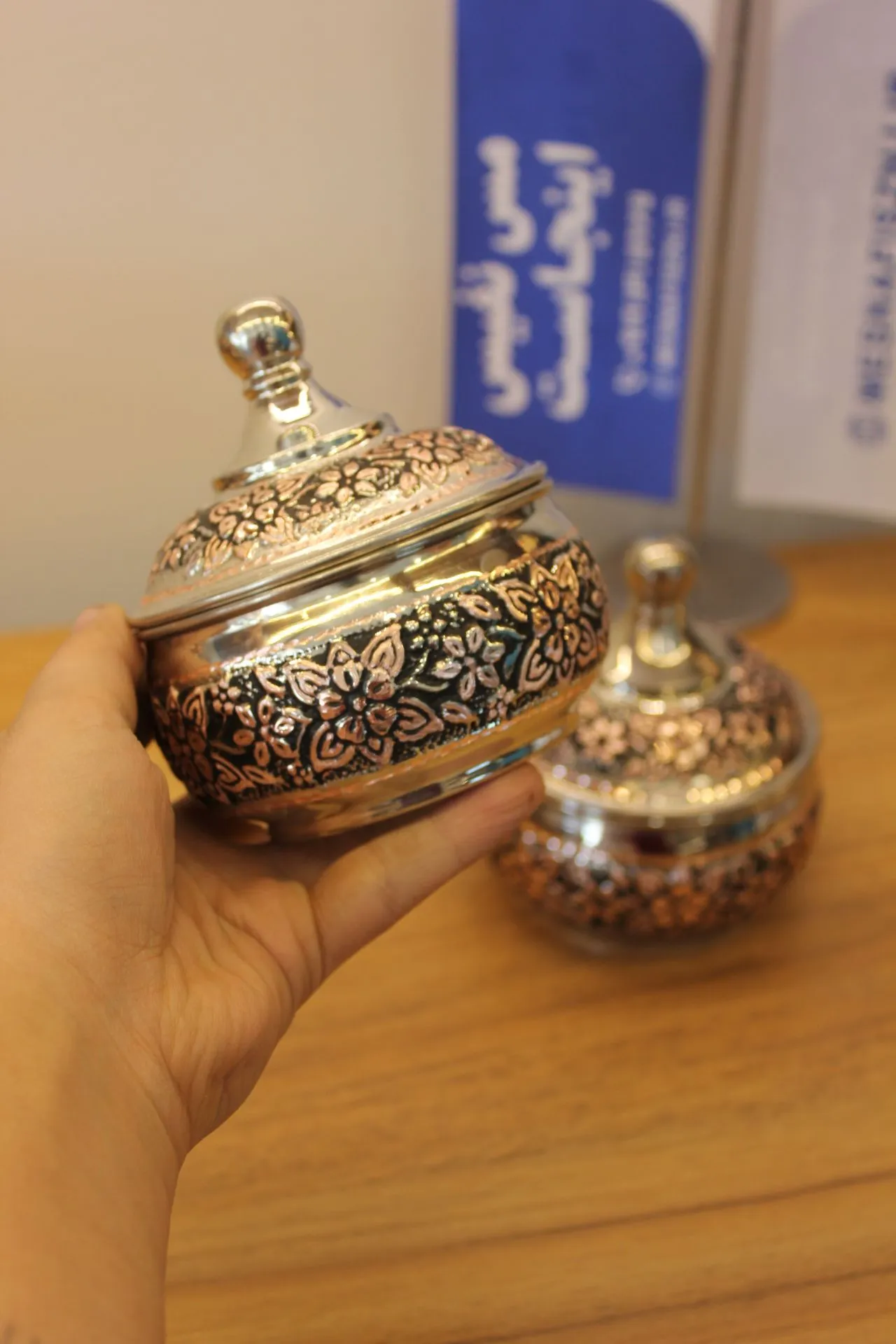قندان مسی کروم یاسمن تراش