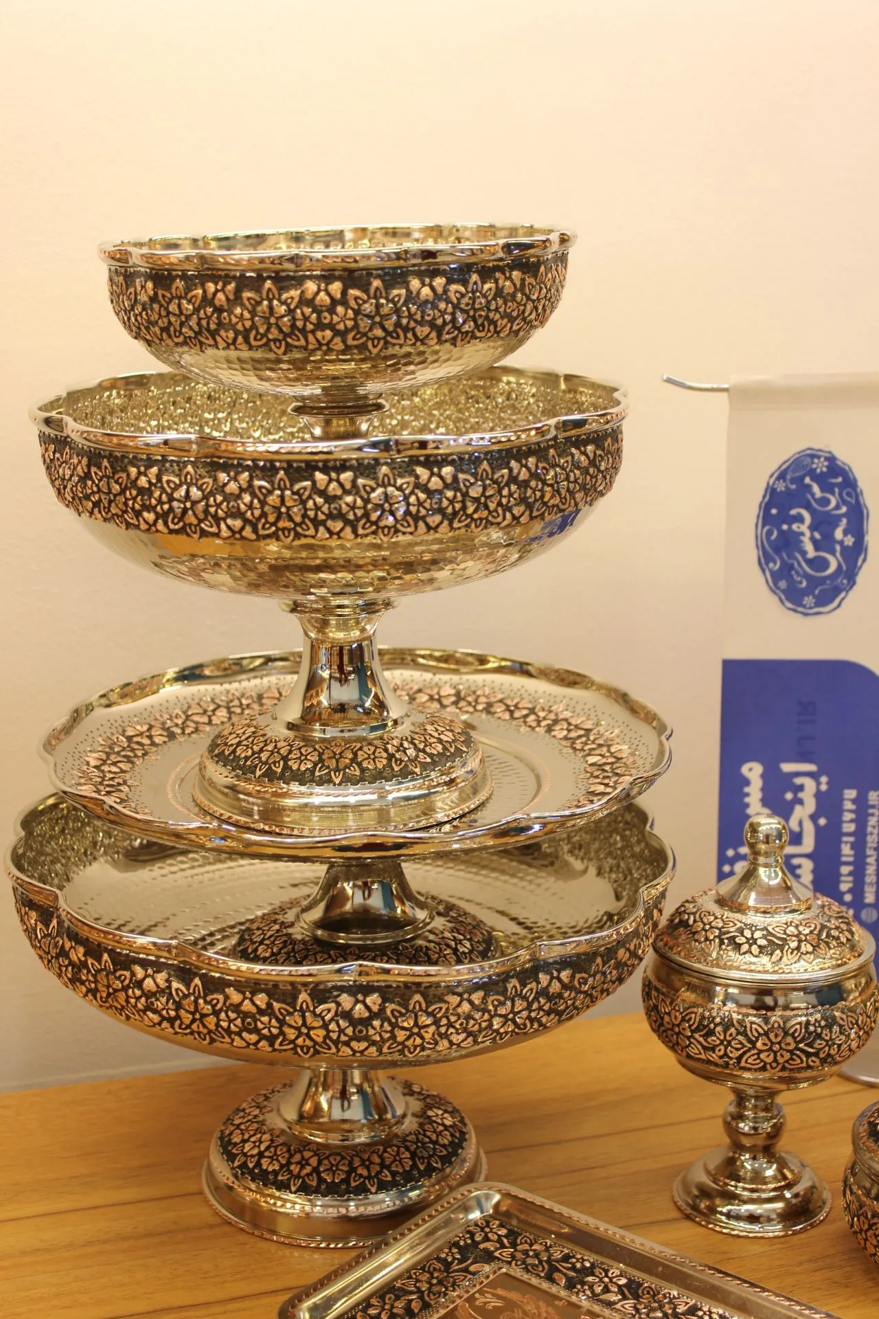 سرویس پذیرایی مسی تراش دو رنگ