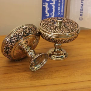 قندان مسی تراش دورنگ