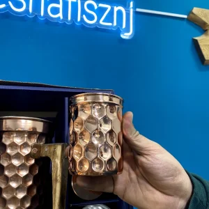 سرویس پارچ و لیوان مسی سه بعدی