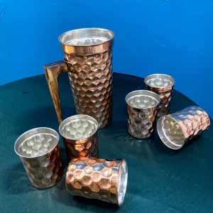 سرویس پارچ و لیوان مسی سه بعدی