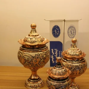 قندان مسی نقره کوب سایز کوچک