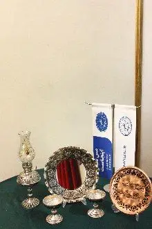 آیینه شمعدان مسی گلبرگ کروم کد 654