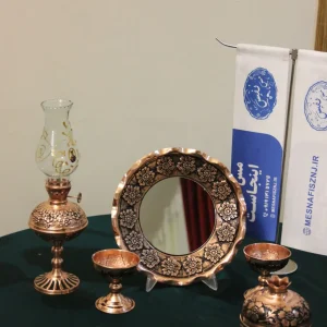 آیینه شمعدان مسی گلبرگ