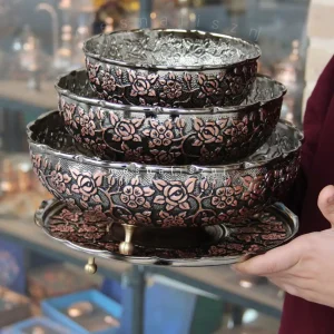 سرویس پذیرایی مسی تراش دورنگ
