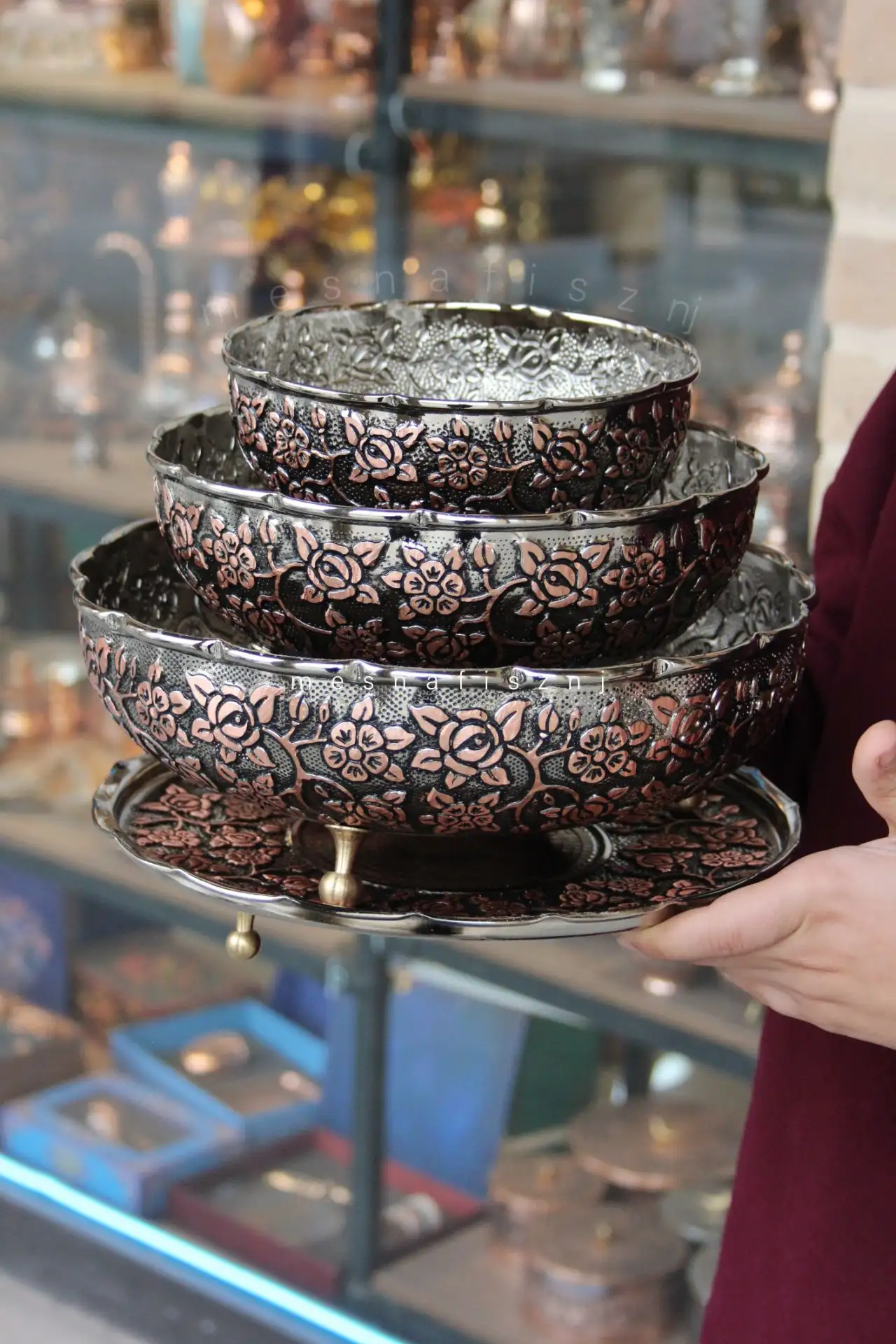 سرویس پذیرایی مسی تراش دورنگ
