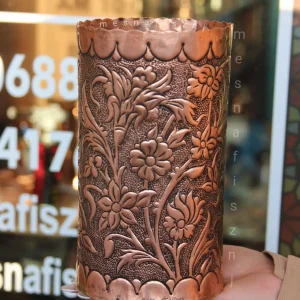 گلدان مسی قلم زنی تمام دست ساز قلم فاخر