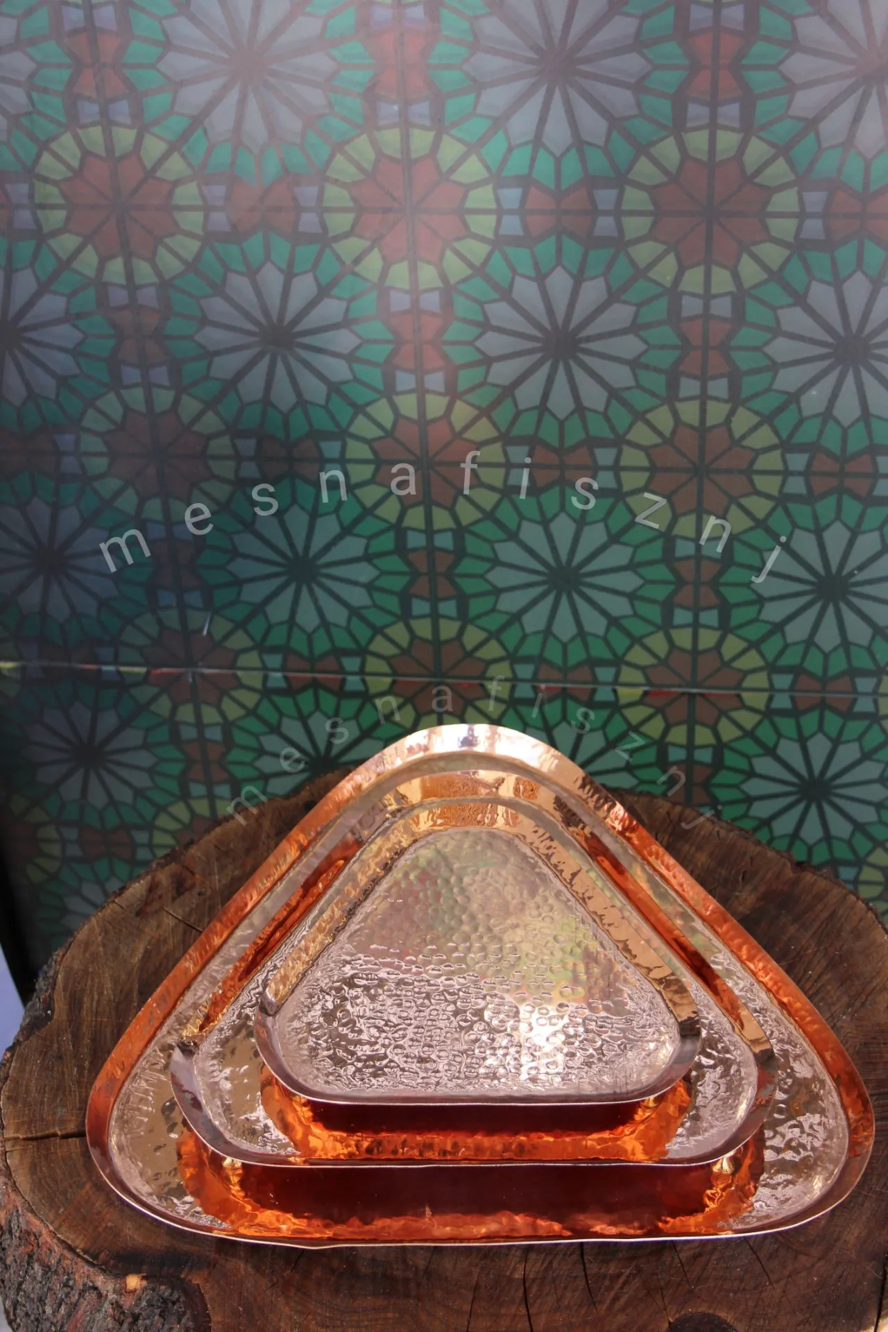 سینی مسی مثلثی دست ساز