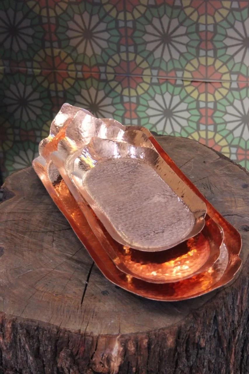 سینی مسی مستطیلی طرح تاج