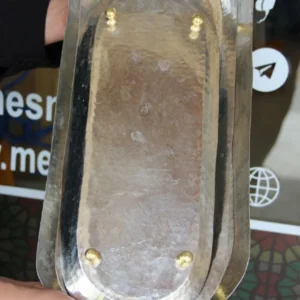 سینی مسی مستطیلی طرح تاج با آبکاری کروم