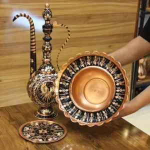 آفتابه لگن مسی نقره کوب