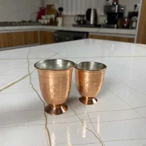 شات مسی پایه دار بزرگ طرح دار