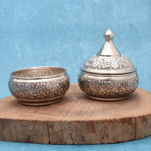 قندان مسی بدون پایه اطلسی با آبکاری کروم