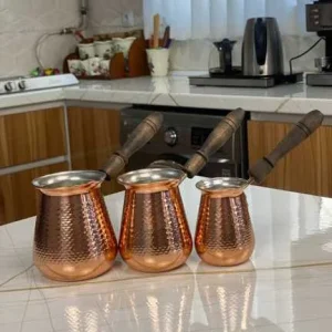 قهوه جوش مسی دسته چوبی سایز بزرگ