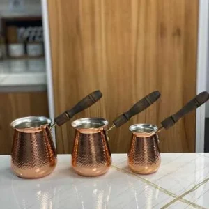 قهوه جوش مسی دسته چوبی سایز متوسط