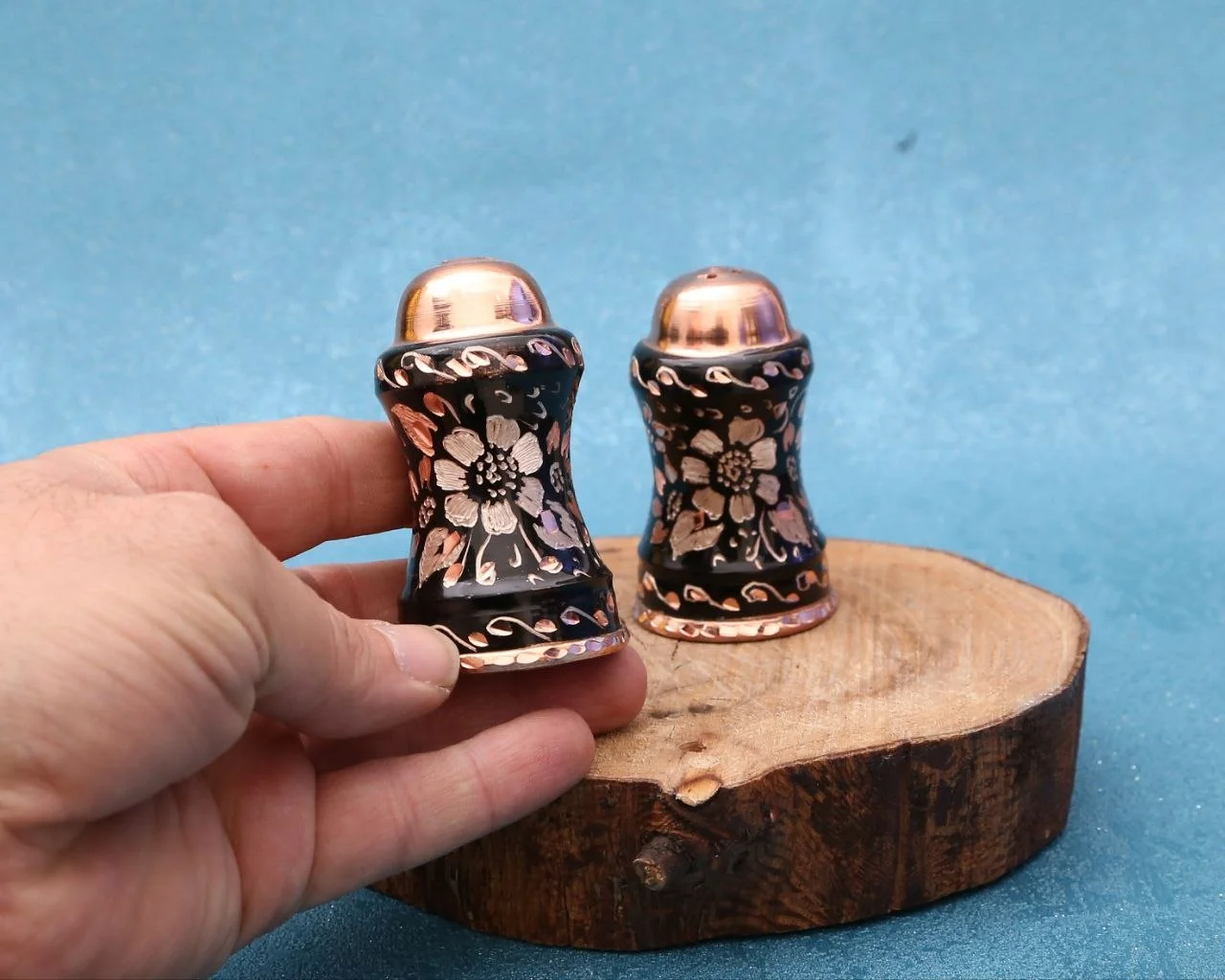 نمکدان مسی الماس تراش کمرباریک