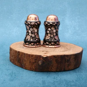 نمکدان مسی الماس تراش و آب و نقره مدل وزیری