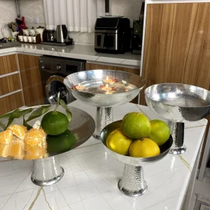 سرویس پذیرایی مسی دست ساز پایه بلند با آبکاری کروم