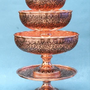 شکلات خوری مسی تک پایه بلند نقشینه