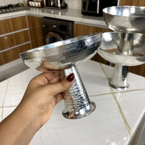 شکلات خوری مسی دست سار پایه بلند با آبکاری کروم