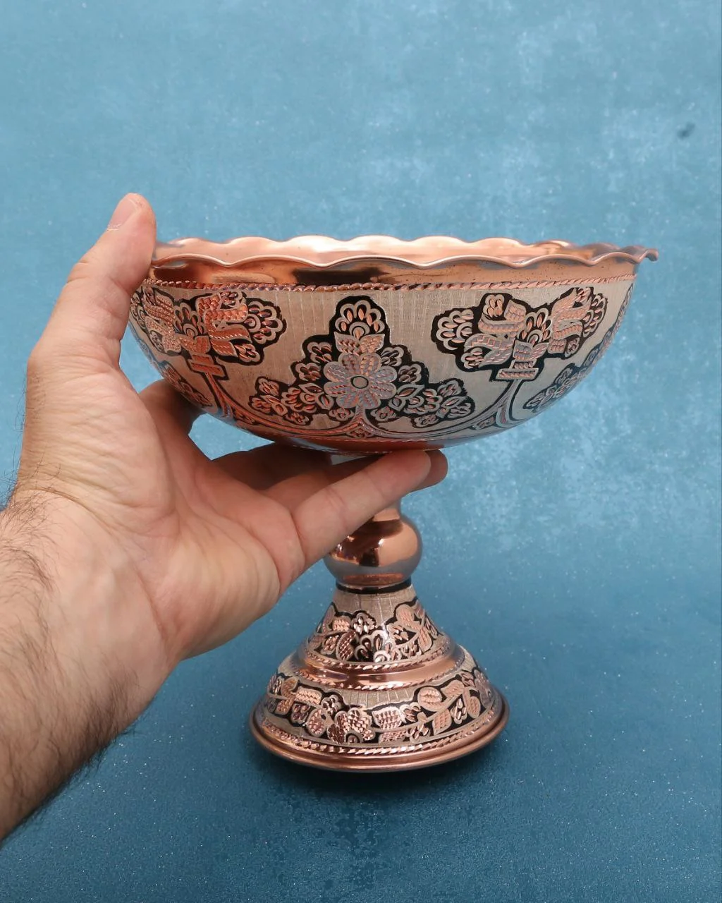 شکلات خوری مسی نقره کوب چهارتیکه